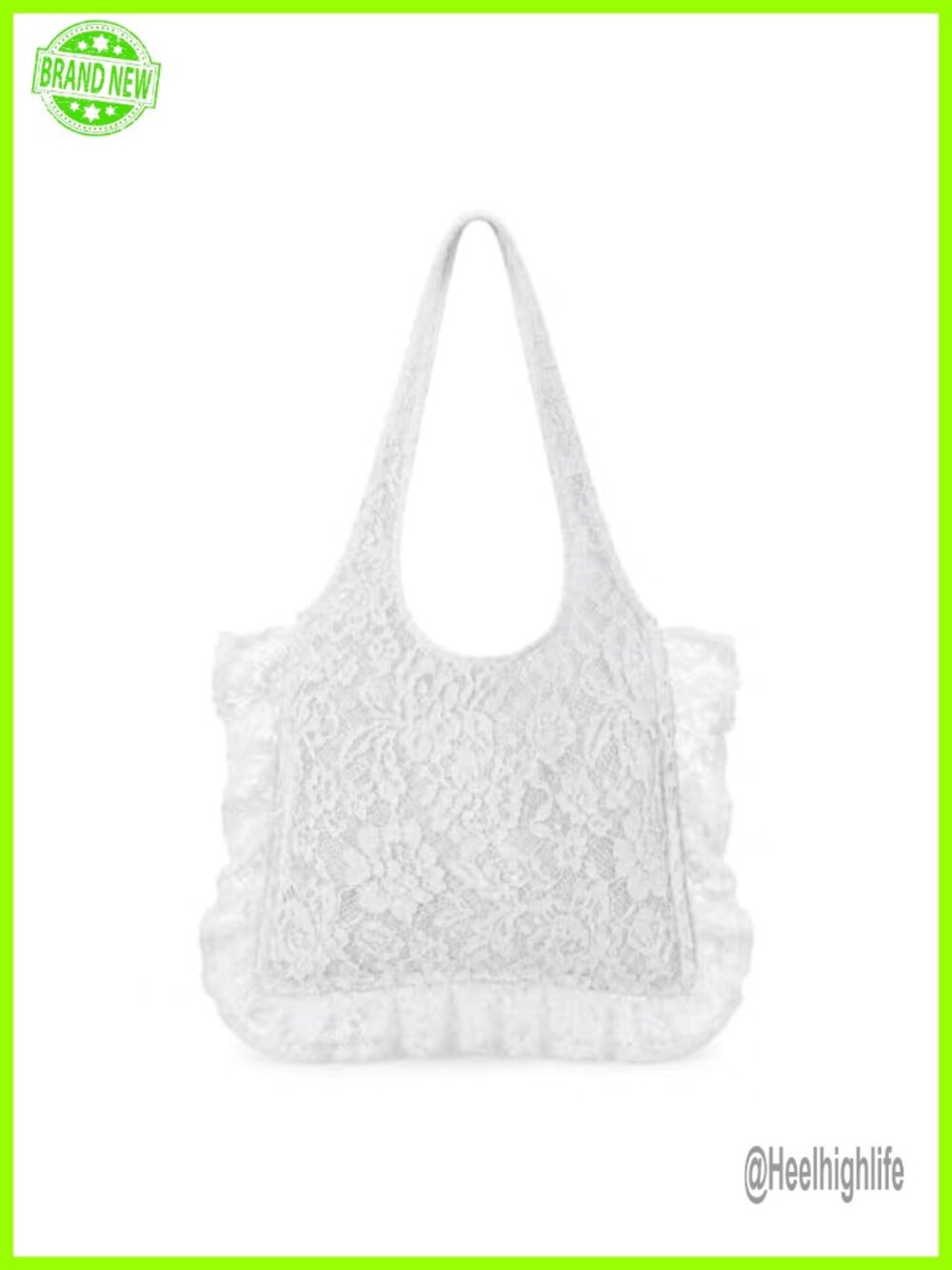 Lace Ruffle Tote Bag Floral Beach Shoulder Purse